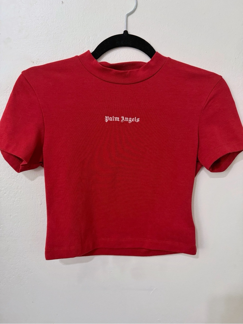 Palm Angels Red Logo Crop Tee